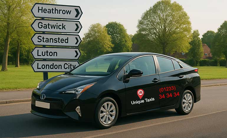 Reliable airport transfers from Ashford Kent. Learn why taxis beat trains and buses for comfort, timing, and convenience. Book Ashford airport taxis today.